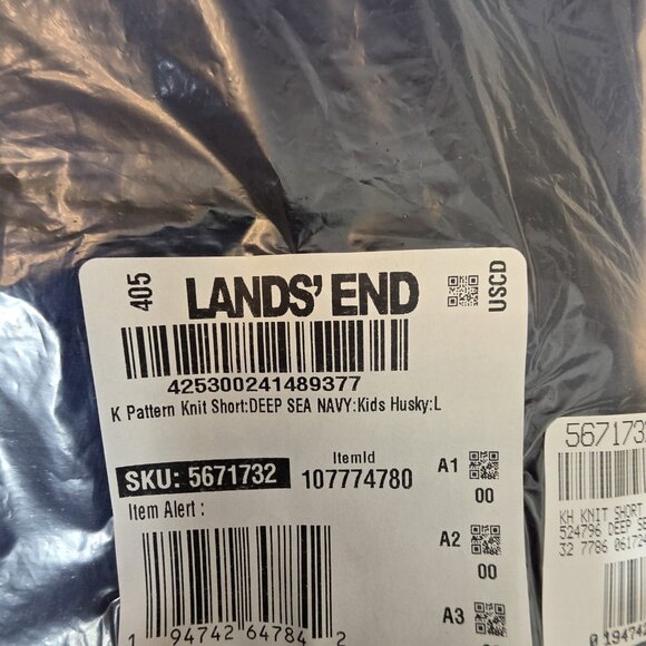 🔴 Lands End Shorts Boys Large 10H 12H Deep Sea Navy Knit Husky Elastic Waist - Picture 7 of 13